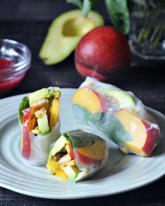 Savory Sweet Summer Rolls with Raspberry Ginger Sauce