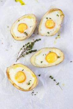 Potatoes stuffed with eggs #food
