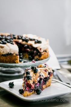 Blackcurrant Pie topped with Chocolate Ice Cream