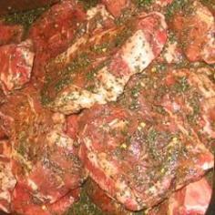 Steak Marinade... Ingredients 1/3 cup soy sauce 1/2 cup olive oil 1/3 cup fresh lemon juice 1/4 cup Worcestershire sauce 11/2 tablespoons garlic powder 3 tablespoons dried basil 1 teaspoon ground pepper: can use this with pork chops Makes a ton - Probably enough for 8-10 chops.
