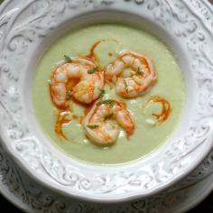 Cucumber-avocado Soup With Spicy Shrimp Sauce Recipe