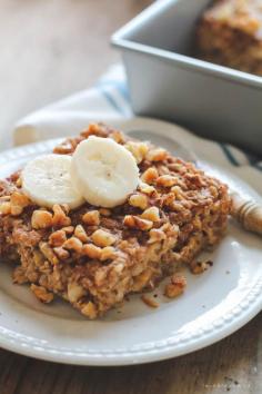 Start your morning with delicious Banana Bread Baked Oatmeal! So easy and tastes like a slice of warm banana bread! | LoveGrowsWild.com