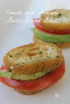 
                    
                        Tomato and Avocado Garlic Bread Bites
                    
                