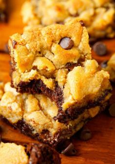 Ooey Gooey Brookies - The ultimate sweet treat. Combining chocolate chip cookies and brownies into one mouthwatering dessert.