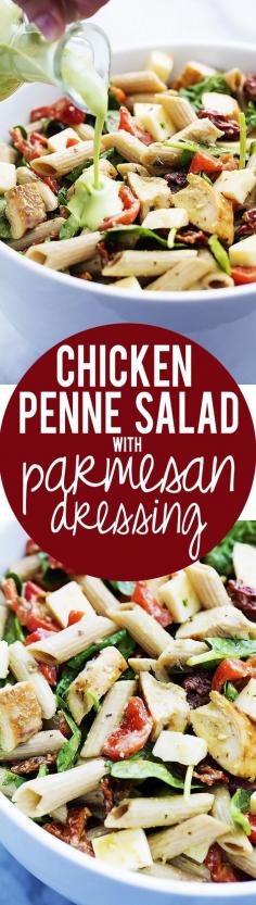 
                    
                        Chicken Penne Salad with Creamy Parmesan Dressing | Creme de al Crumb
                    
                