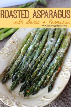 Roasted Asparagus with Garlic & Parmesan is a quick and delicious vegetable recipe. You can't go wrong with fresh asparagus, garlic and parmesan! asparagus recipes, easy asparagus recipes, grilled asparagus recipes, white asparagus recipes, baked asparagus recipes, fresh asparagus recipes, roasted asparagus recipes, simple asparagus recipes, chicken and asparagus recipes, canned asparagus recipes, asparagus recipes simple, asparagus soup recipes, healthy asparagus recipes