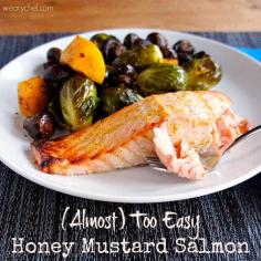 Almost Too Easy Honey Mustard Salmon - You will love this quick, easy, and delicious dinner recipe! #seafood