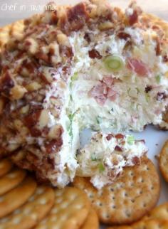 20 Holiday Appetizer Ideas.  Pineapple Cheese Ball:  1 1/2 packages (12oz.) cream cheese.  1 sm. can crushed pineapple (well drained),  powdered sugar (approx. 2-3 T),  green onions (approx. 2 T,  chopped ham (approx. 2 T),  chopped pecans (about 1 c.)  Combine all ingred, except pecans, and form into a ball and chill.  Roll in pecans and refrigerate 'til serve.  Serve with Ritz-type crackers.