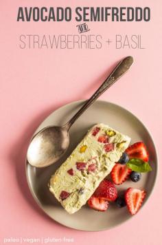 
                    
                        Avocado Semifreddo with Strawberries and Basil - a delicious dessert that is paleo, vegan, and gluten free! | healthynibblesand... #EatTheRainbow Naturipe Farms #ad
                    
                