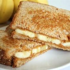 Post #Workout Snack: Grilled Peanut Butter and Banana Sandwich with cinnamon and sugar on the bread! #recipe