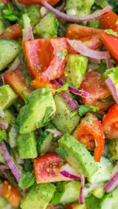 This Cucumber Tomato Avocado Salad recipe is a keeper!  Easy, Excellent Salad | NatashasKitchen.com