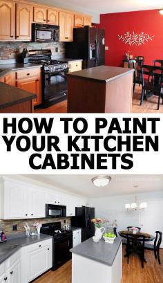 GREAT TUTORIAL for how to paint your ugly builder grade kitchen cabinets! 1gallon SW Pro classic cabinet paint in pure white