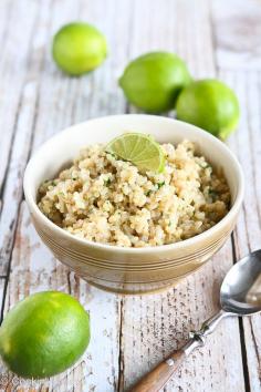 Easy Cilantro Lime Brown Rice...Tuck this into burritos or serve it as a side dish.  Fantastic flavor! | cookincanuck.com #glutenfree #vegan #vegetarian