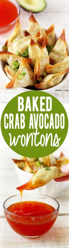 Oven Baked Crab Avocado Wontons | Creme de la Crumb