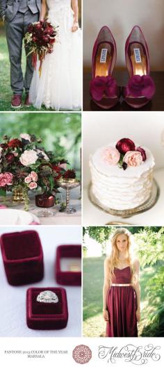 Fall color scheme.   Pantone 2015 Color Of The Year Marsala Wedding Inspiration Board