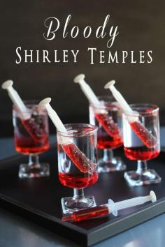 Bloody Shirley Temples. #food #Halloween #drinks #kids