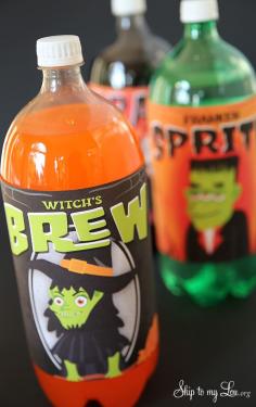 Halloween printable liter bottle labels -Witches Brew