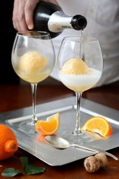 Best "mimosa" uses orange sherbet instead of orange juice, fancy wedding day drink ideas, happy hour ideas