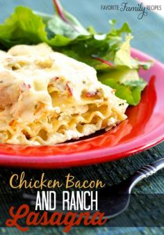 Chicken, Bacon, Ranch Lasagna from #recipes #lasagna #chicken #bacon #yummy food| http://food433.blogspot.com