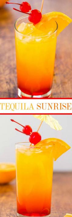 
                    
                        Tequila Sunrise - The classic cocktail that never goes out of style! Refreshing and easy! Everything tastes better topped with an umbrella!!
                    
                