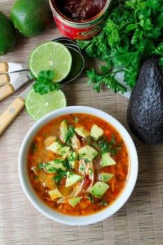 
                        
                            CHIPOTLE LIME SOUP WITH SHREDDED CHICKEN – GLUTEN FREE
                        
                    