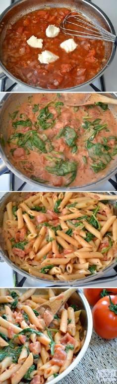 Creamy Tomato Spinach Pasta, use spaghetti squash instead of pasta