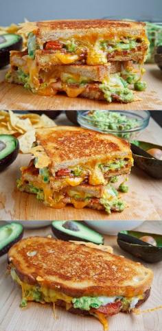 bacon guacamole grilled cheese sandwich. #bacon #guacamole #grilledcheese #shovings