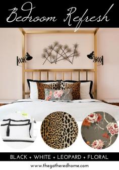 Give your bedroom an update with this effortless never-fail decorating formula: black + white + leopard + floral .