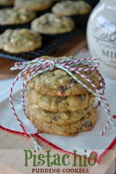 Pistachio Pudding Cookies- with Craisins, White Chocolate and Pistachios! Awesome website for cookie recipes