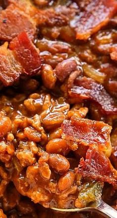 The Best Baked Beans (can be made with without the ground beef if used as a side dish)