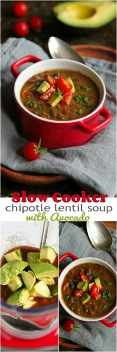 
                    
                        Slow Cooker Chipotle Lentil Soup with Avocado... Healthy & delicious, with very little prep time. 298 calories and 7 Weight Watchers PP | cookincanuck.com #recipe #vegan #vegetarian
                    
                