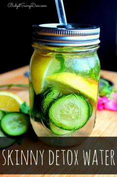 skinny water recipe with lots of flavor and zero points thanks to lemon, lime, grapefruit, mint and cucumber, a refreshing easy delicious summer beverage