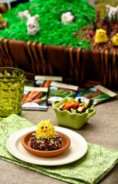 Adorable - Lemonade Rice Krispies Chicks in Chocolate Krispies Nests from @Niki Sommer | A Spicy Perspective