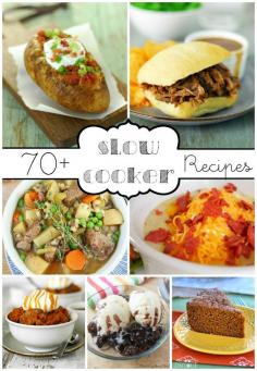 Here's more than 70 Slow Cooker Recipes and Crock Pot Recipes for family dinners or holiday meals.