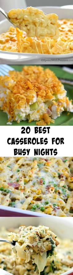 
                    
                        Everyone needs these recipes!!! 20 of the BEST Casseroles for Busy Nights!
                    
                