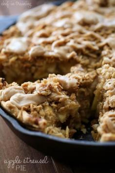 Apple Streusel Pie from chef-in-training.com... This is absolutely AMAZING! You will have a hard time stopping at just one slice! The flavor is amazing and the caramel drizzle is perfection!