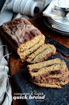 Homemade Cinnamon bread ~ Sweet, and incredibly moist quick bread recipe.