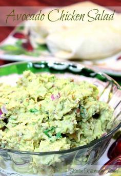 Healthy Avocado Chicken Salad is a wonderful and easy filling for tortilla wraps. Store-bought rotisserie chicken makes it the perfect choice for a quick and tasty grab-and-go lunch or dinner. - Kudos Kitchen by Renee