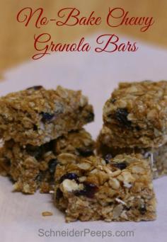 No Bake Chewy granola bars are the perfect snack to have around the house. They also freeze really well so you can make a bunch at a time.