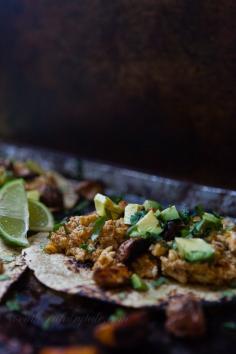 Chorizo and Egg Breakfast tacos with spicy roasted potatoes and avocado! #tacos #recipe #breakfast #tacotuesday