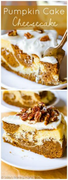 
                    
                        Pumpkin Cake Cheesecake-- this is one of my favorite desserts to make in the Fall!
                    
                