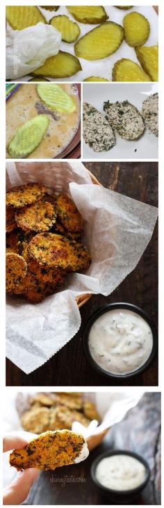 Oven Baked Pickle Chips with Skinny Herb Buttermilk Ranch Dip | Skinnytaste