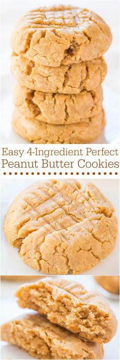 Easy 4-Ingredient Perfect Peanut Butter Cookies - Averie Cooks