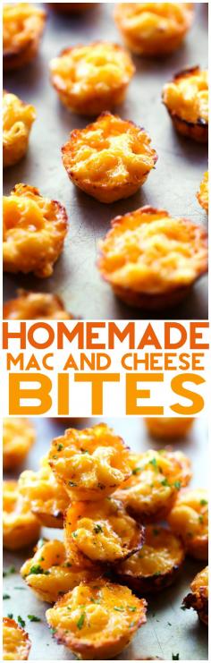 Homemade Mac and Cheese Bites... These are so simple and the perfect finger food ideal for serving kids and as an appetizer! These are  DELICIOUS! http://papasteves.com