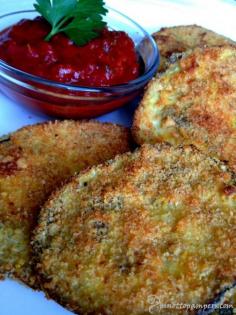 “Better than Fried” Eggplant Parmesan appetizers - I am always looking for new eggplant recipes  Yummy side item to the baked spaghetti!  (Although, I admit, I didn't measure anything, but used the same ingredients!)~DS