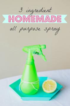 Homemade #ecofriendly all purpose cleaning spray  1 part water 1 part vinegar 10-15 drops essential oils of choice Spray Bottle  Pour everything in your spray bottle of choice and shake it around for a second.