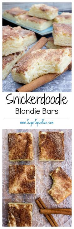 Snickerdoodle Blondie Bars  2 sticks melted butter  2 c. granulated sugar 2 TBSP milk 2 large eggs 2¾ c. flour 1 tsp baking powder ½ tsp cream of tartar ¼ tsp salt Topping 2 TBSP sugar 1½ tsp cinnamon