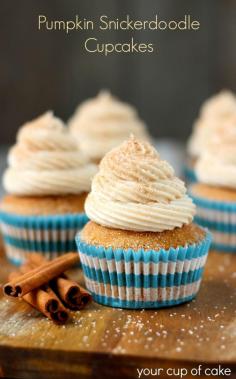 Pumpkin Snickerdoodle Cupcakes - just pinning for the idea, I'll make the cake mix myself!