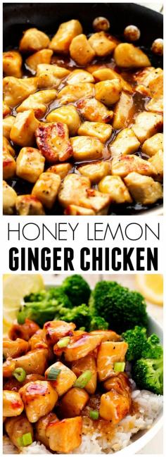 This Honey Lemon Ginger Chicken by therecipecritic: Light and ready in under 30 minutes. #Chicken #Lemon #Ginger #Honey #Light #Fast