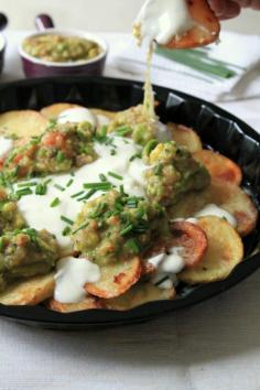 Simple skinny irish nachos. Low fat, quick and easy to prepare.